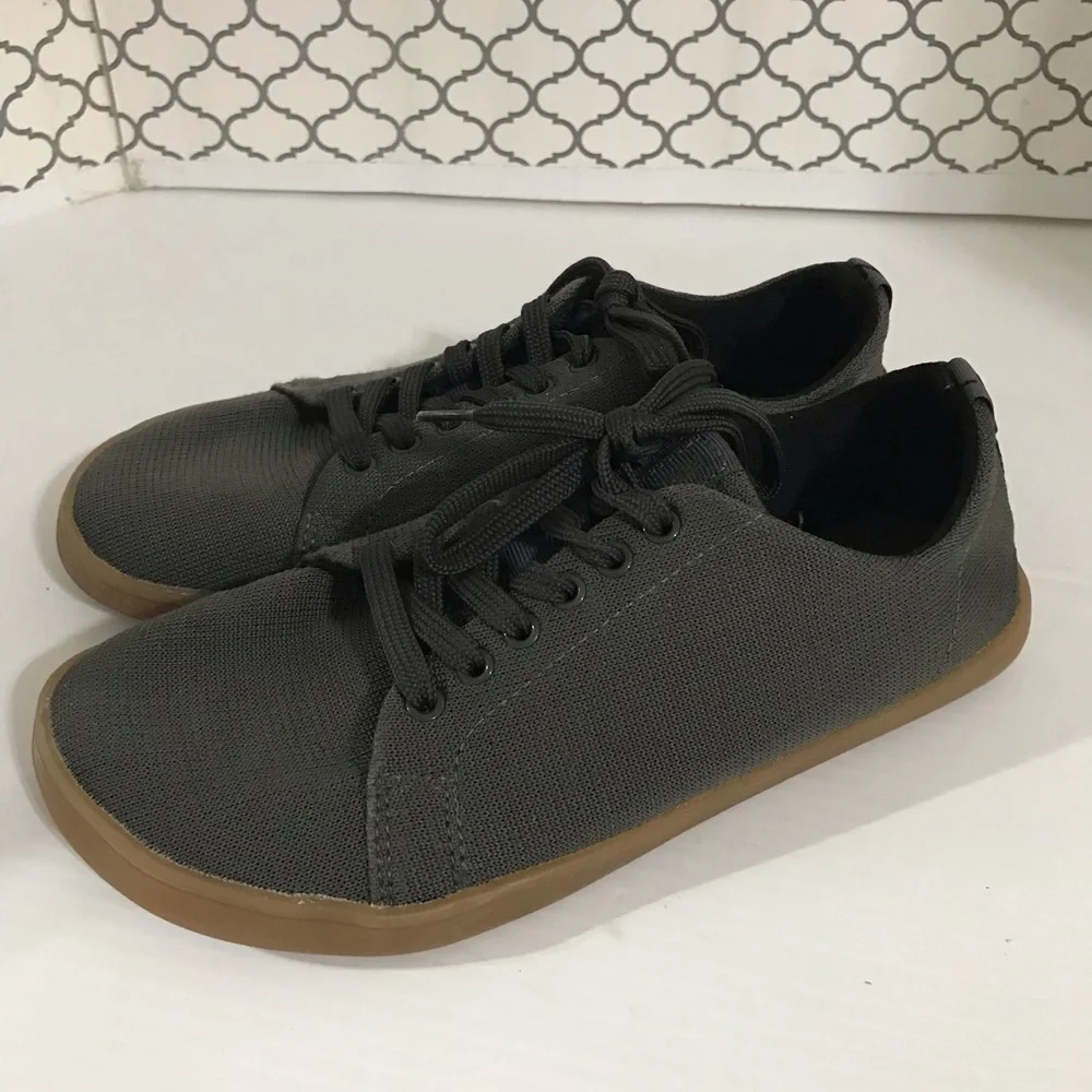 Feelgrounds Men's Casual Canvas Lace-Up Sneakers in Dark Gray Size 40